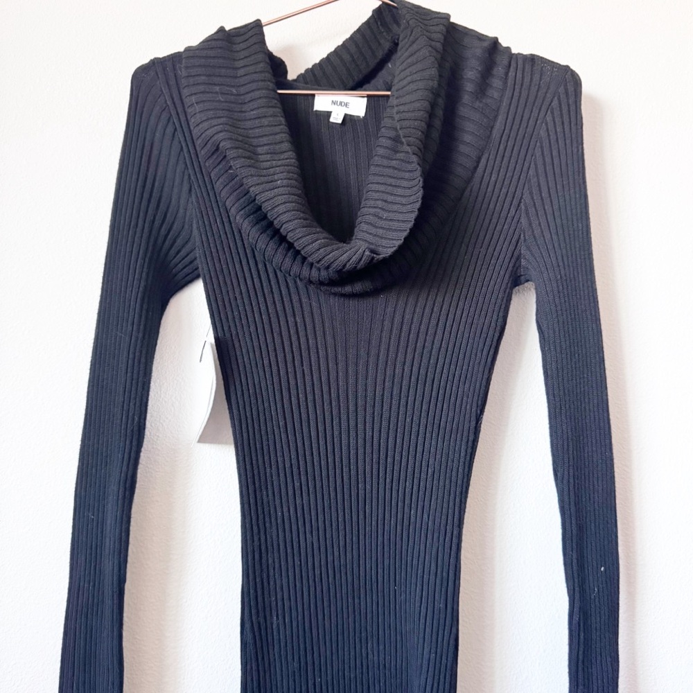 DASH Black Ribbed Knit Dress - Picture 2 of 11